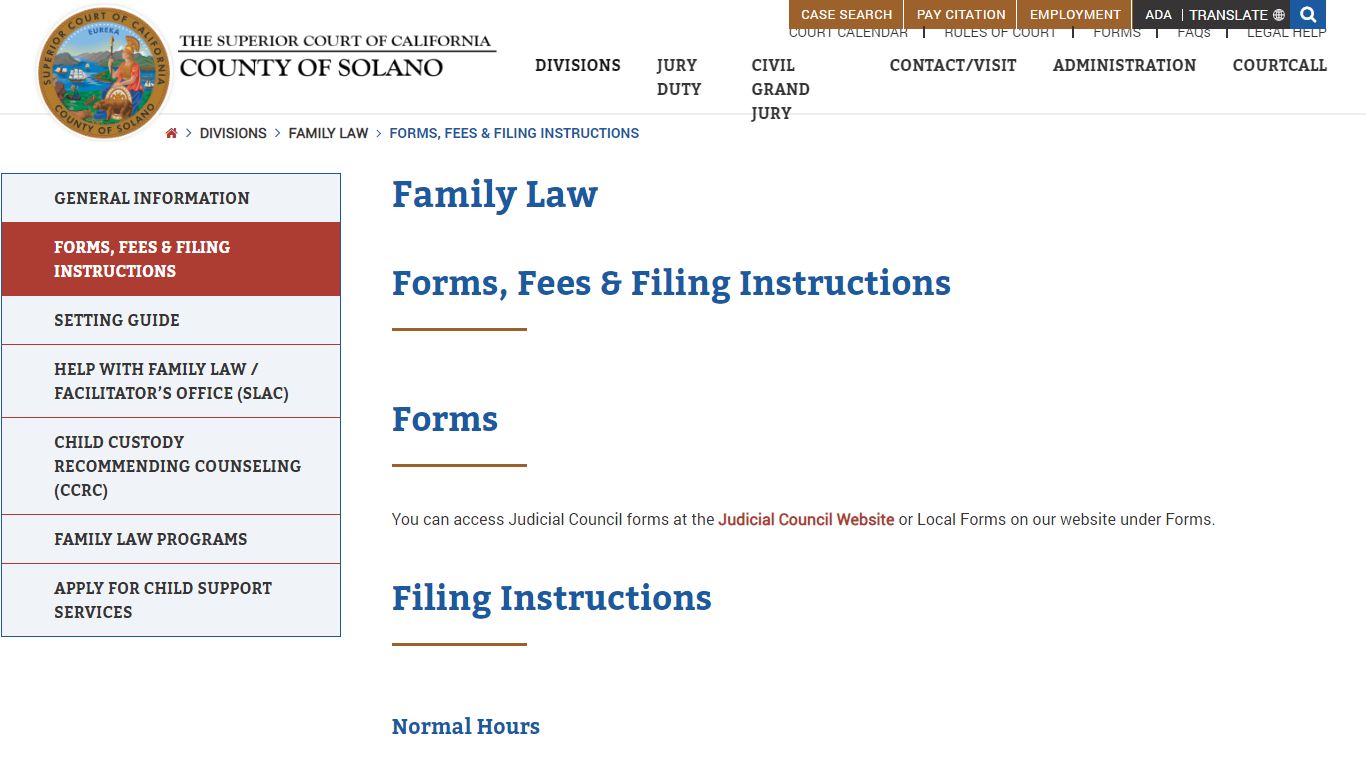 Forms, Fees & Filing Instructions - Solano County Superior Court