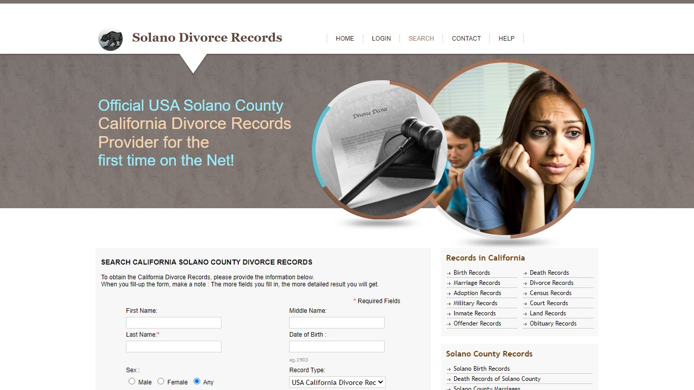 Search California Solano County Divorce Records