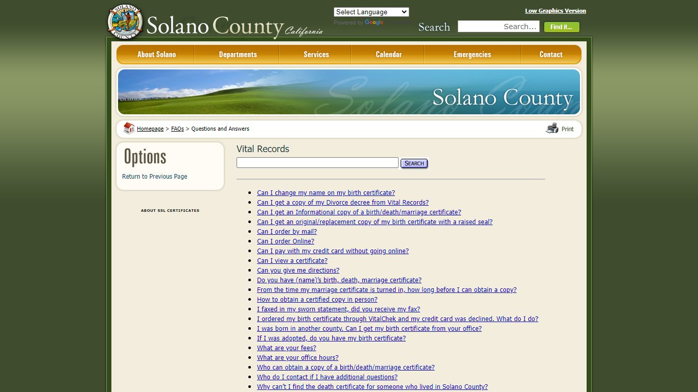 Solano County - FAQs